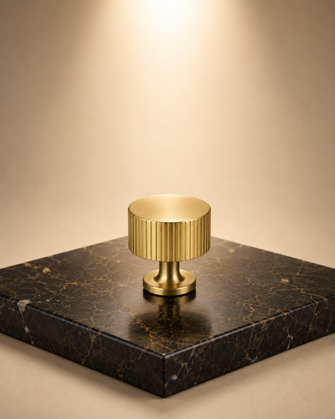 Linear Knurled Brass Cabinet Knob | Brass Essence India