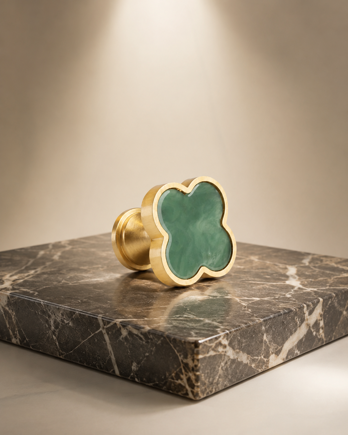 Clover Acrylic Brass Cabinet Knob | Brass Essence India