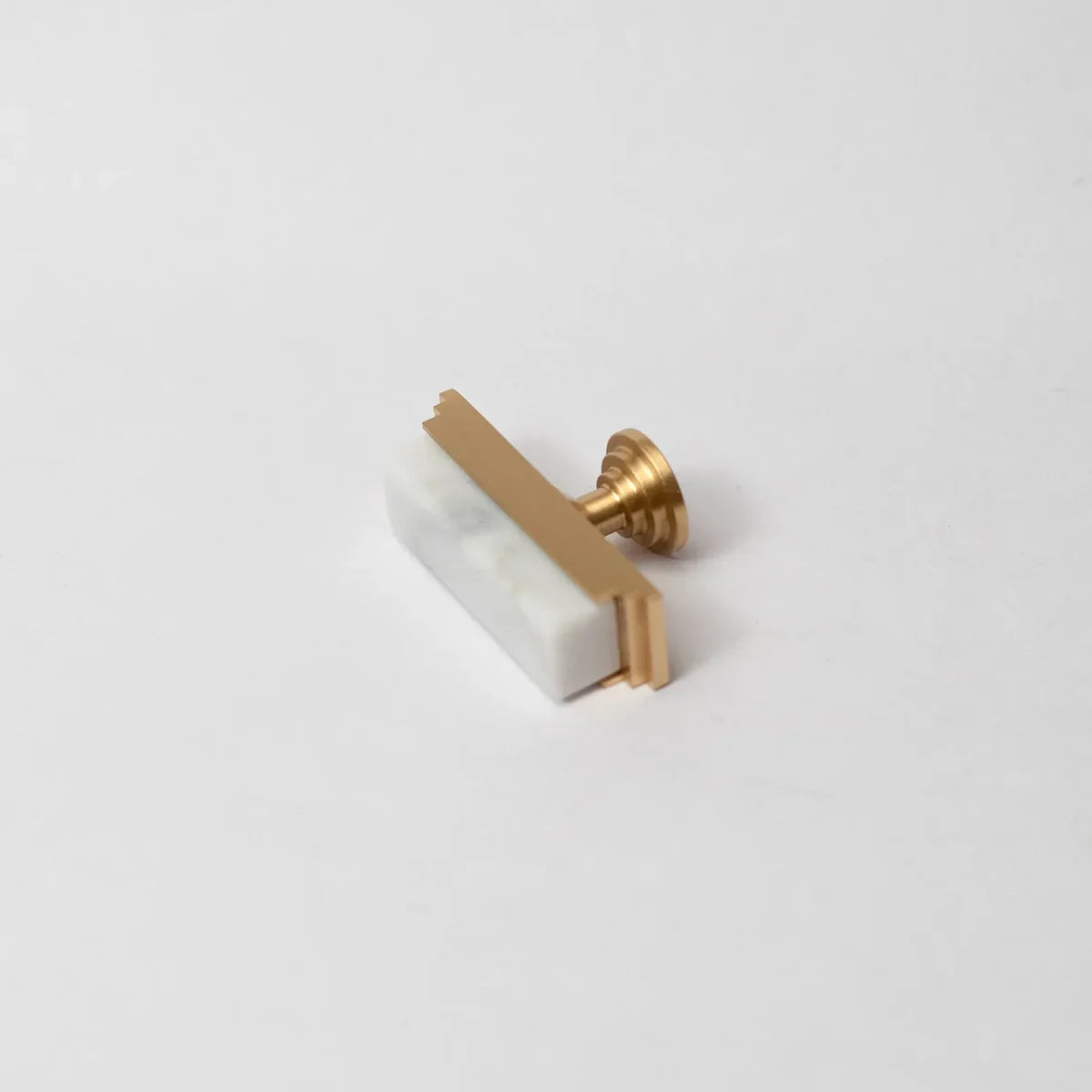 Fuji White Marble & Brass Handle | Luxury Cabinet Handle India