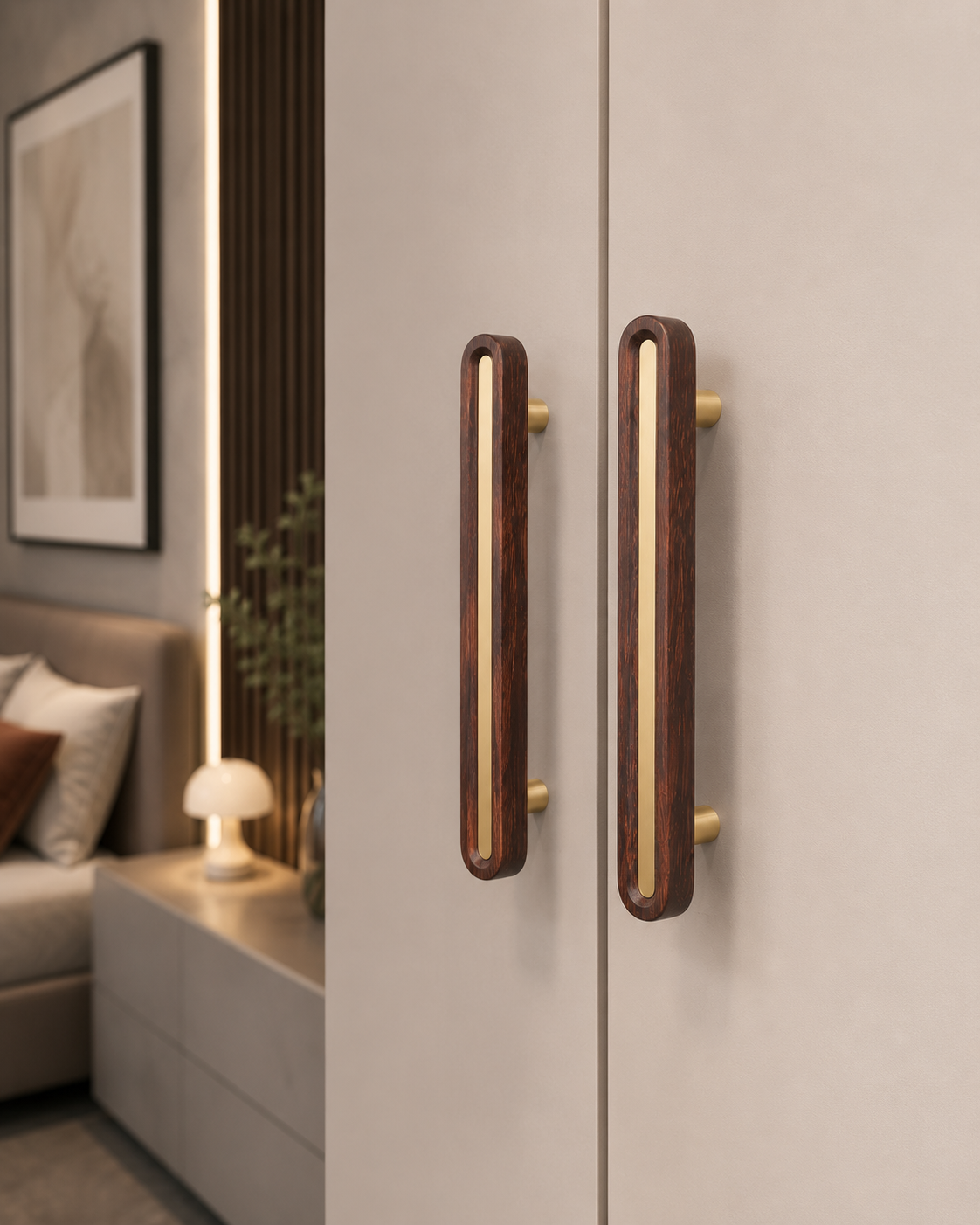 Brushed Brass and Wenge Wood Handles 2