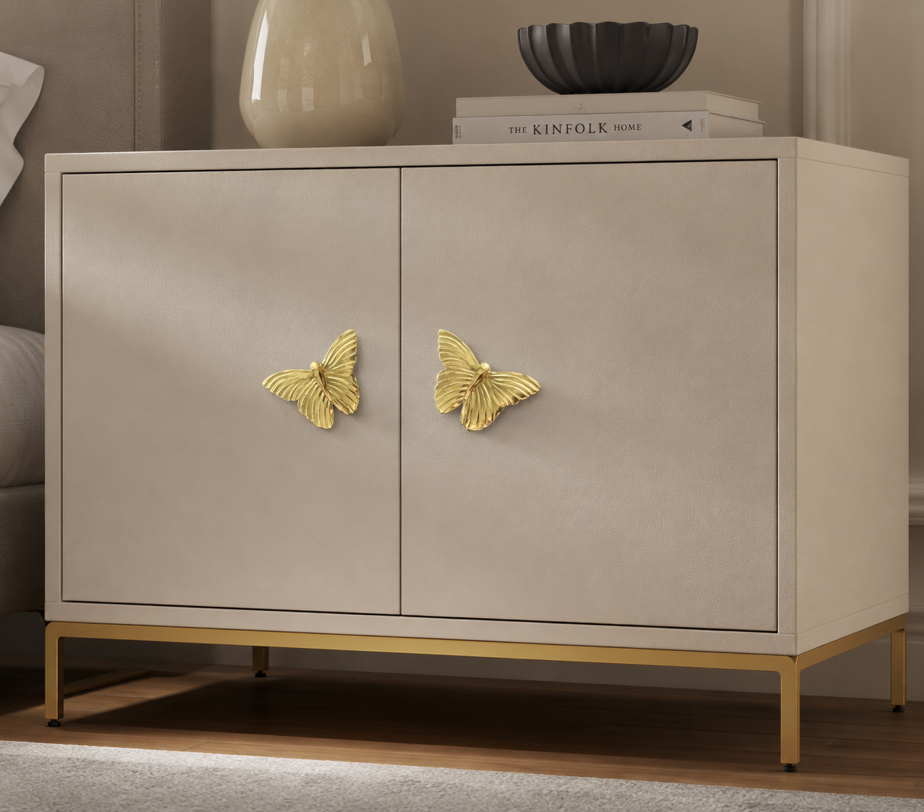 Glossy Gold Brass Butterfly Pull | Designer Cabinet Pull