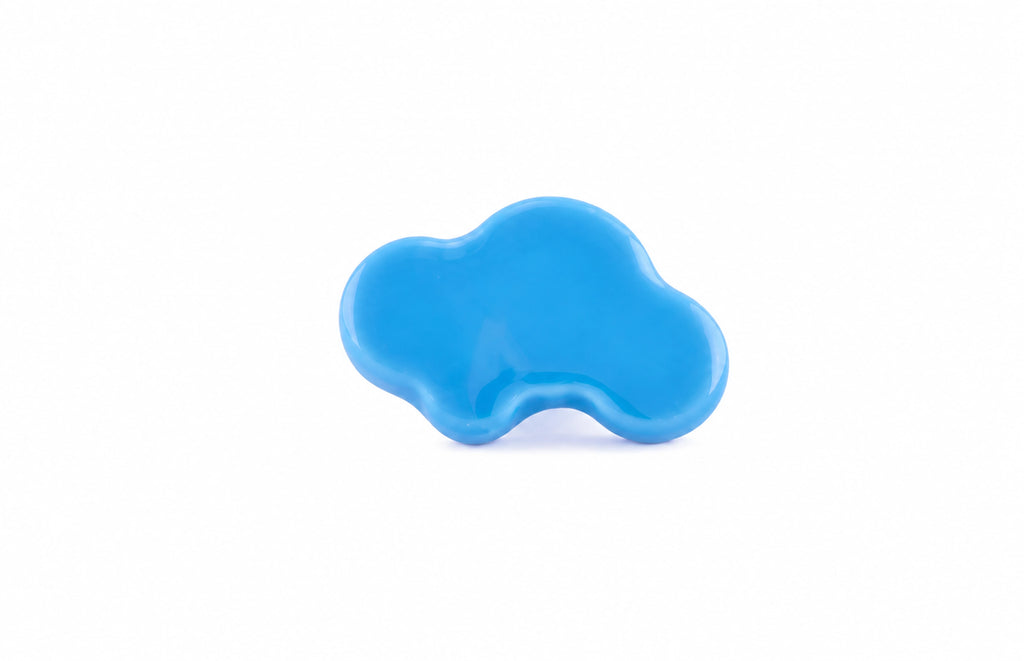 Cloud Ceramic Kids Cabinet Knob – White & Blue | Brass Essence