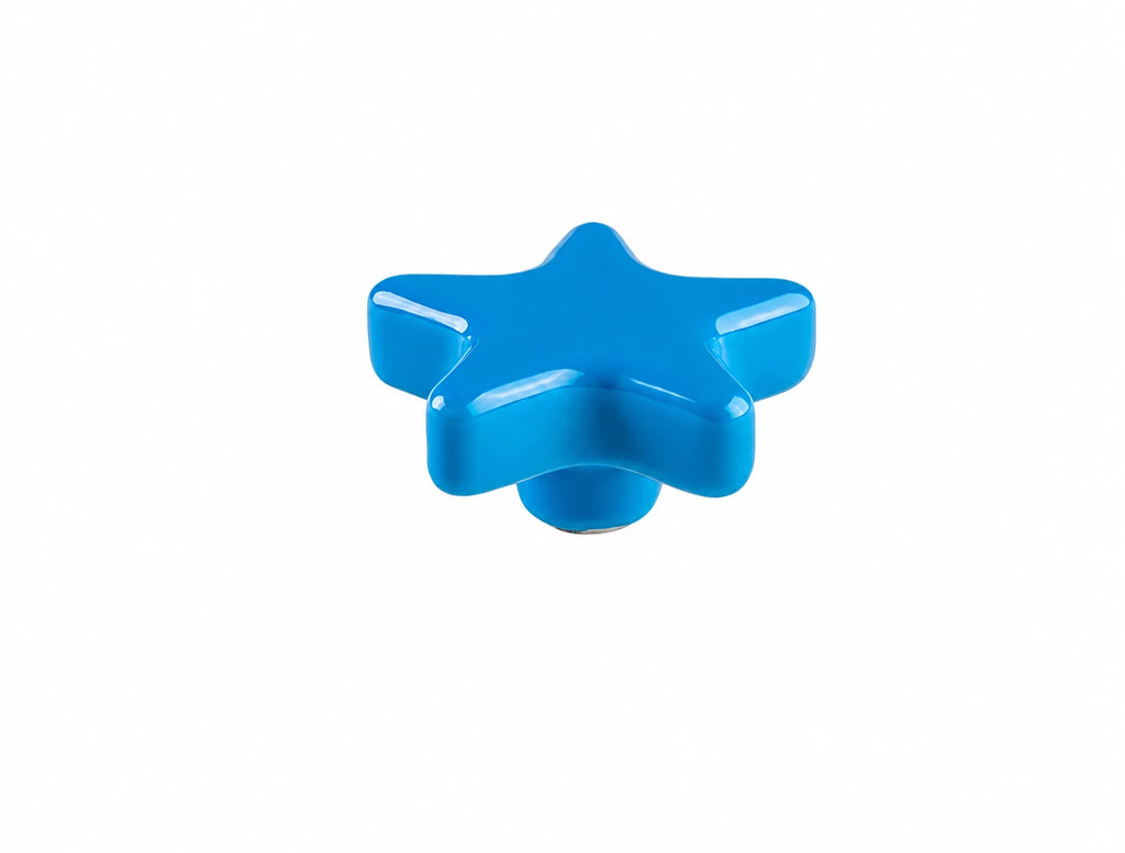Star Ceramic Kids Cabinet Knob – White & Blue | Brass Essence
