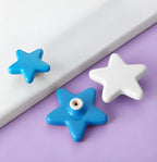 Star Ceramic Kids Cabinet Knob – White & Blue | Brass Essence