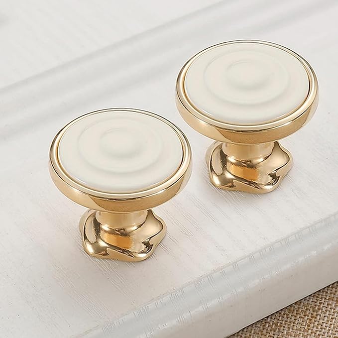 Linéa Ridged Ceramic & Gold Cabinet Handles | Luxury Ceramic Handles India