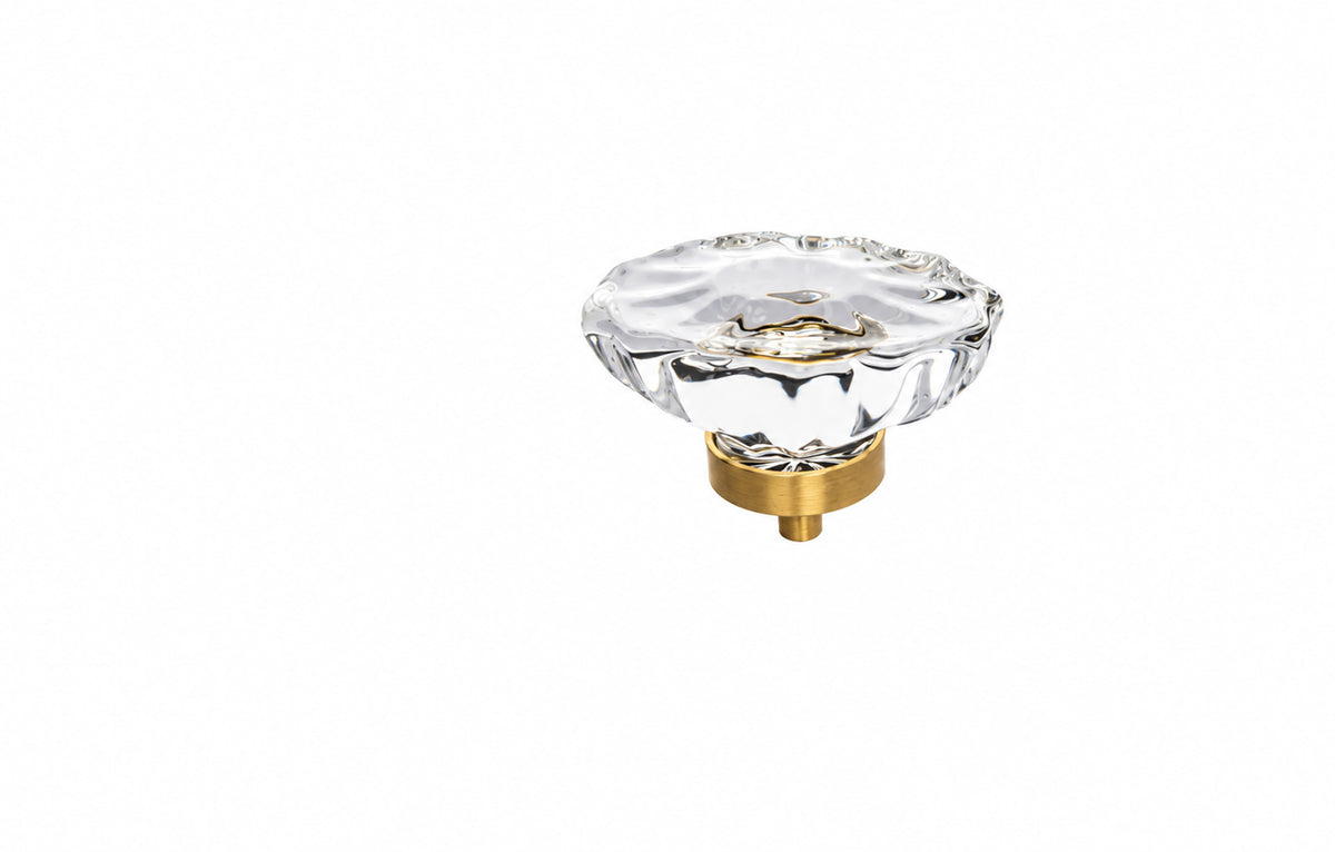 Diamond Faceted Crystal Cabinet Knob, transparent angled – Brass Essence