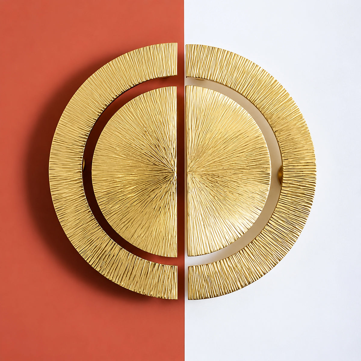 Hammered Brass Half-Circle Pulls, paired circle display – Brass Essence