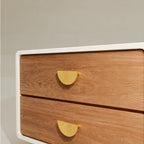 Hammered Brass Half-Circle Pulls, solid half circle drawer installed – Brass Essence