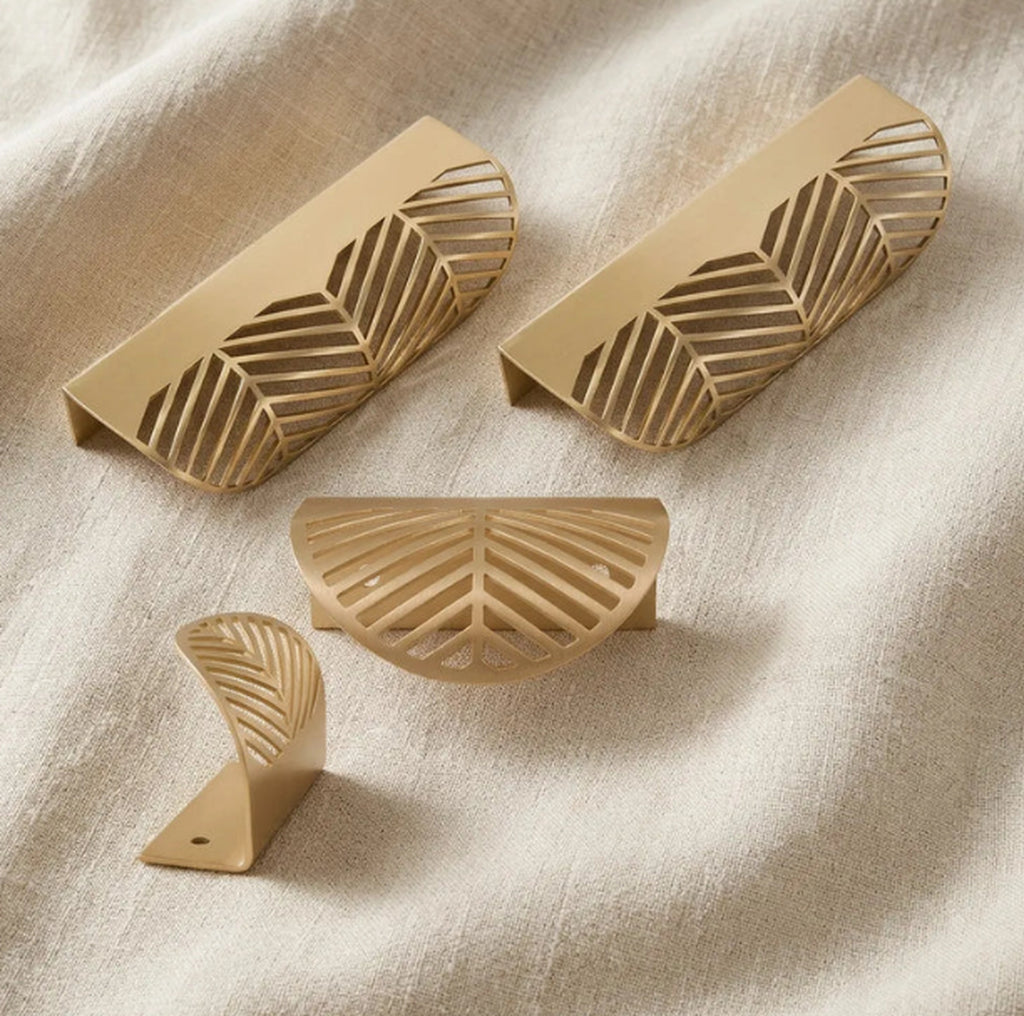 Leaf Design Kitchen Profile Handle Gold Finish | Brass Essence