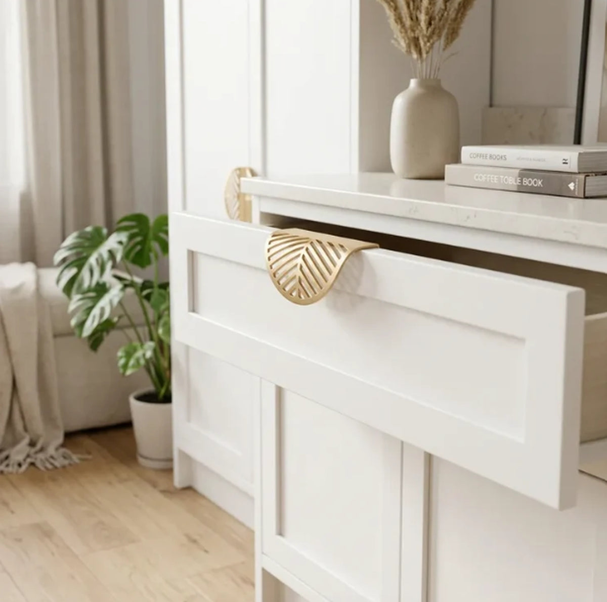 Leaf Design Kitchen Profile Handle Gold Finish | Brass Essence
