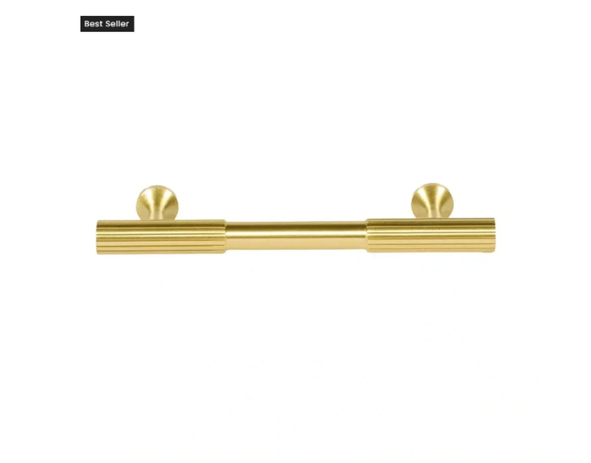Linear Fluted Bar Cabinet Handle | Brass Essence