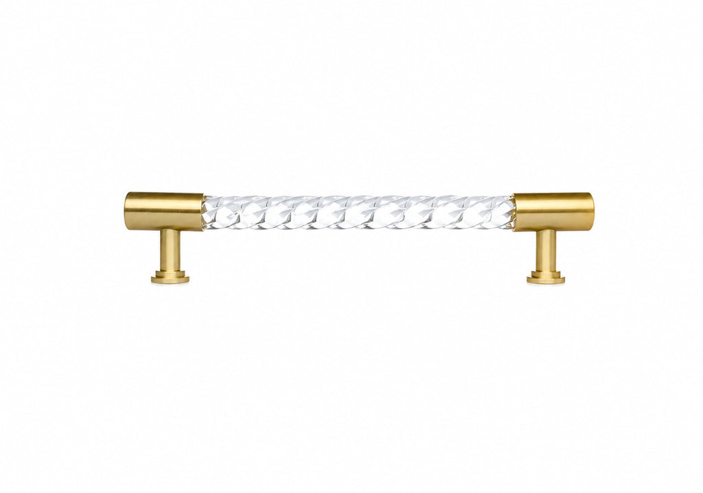 Twisted Clear Acrylic & Brass Cabinet Handles | Brass Essence