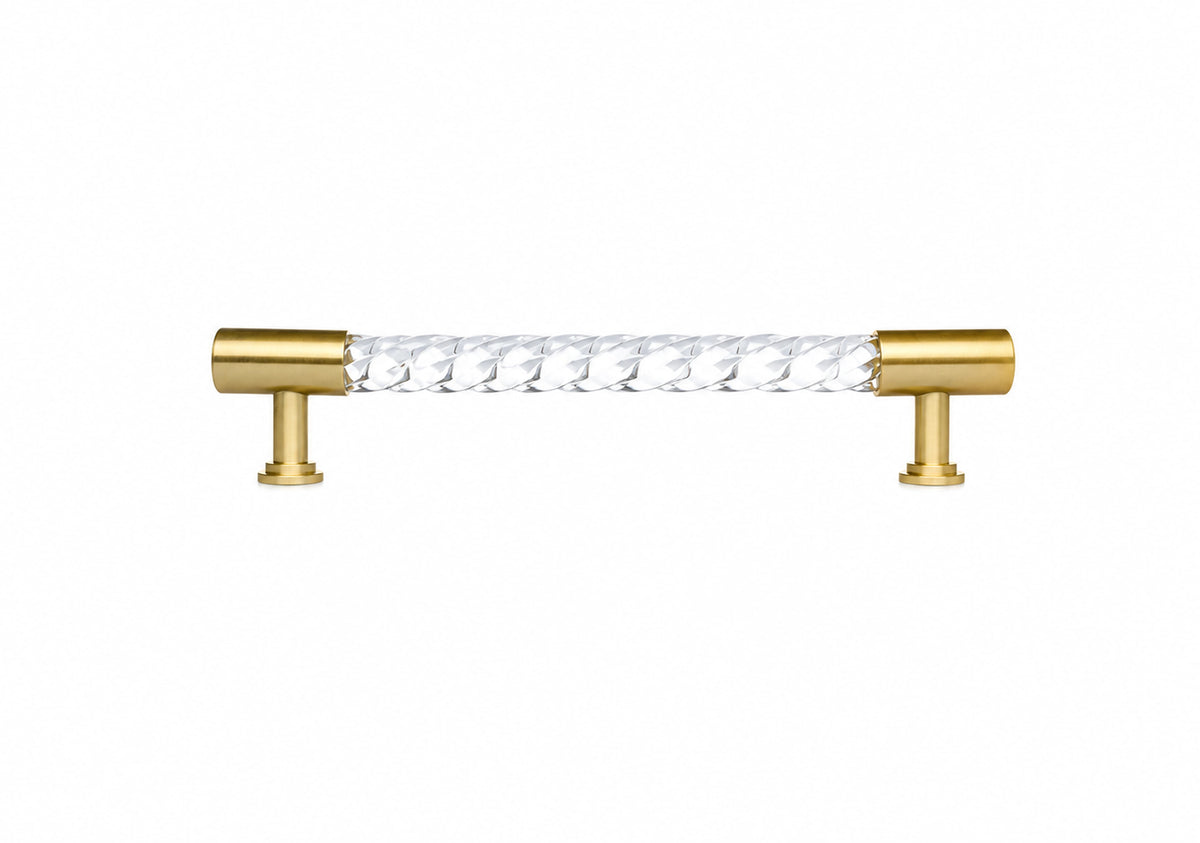 Twisted Clear Acrylic & Brass Cabinet Handles | Brass Essence