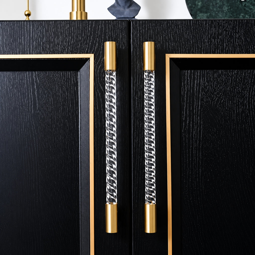 Twisted Clear Acrylic & Brass Cabinet Handles | Brass Essence