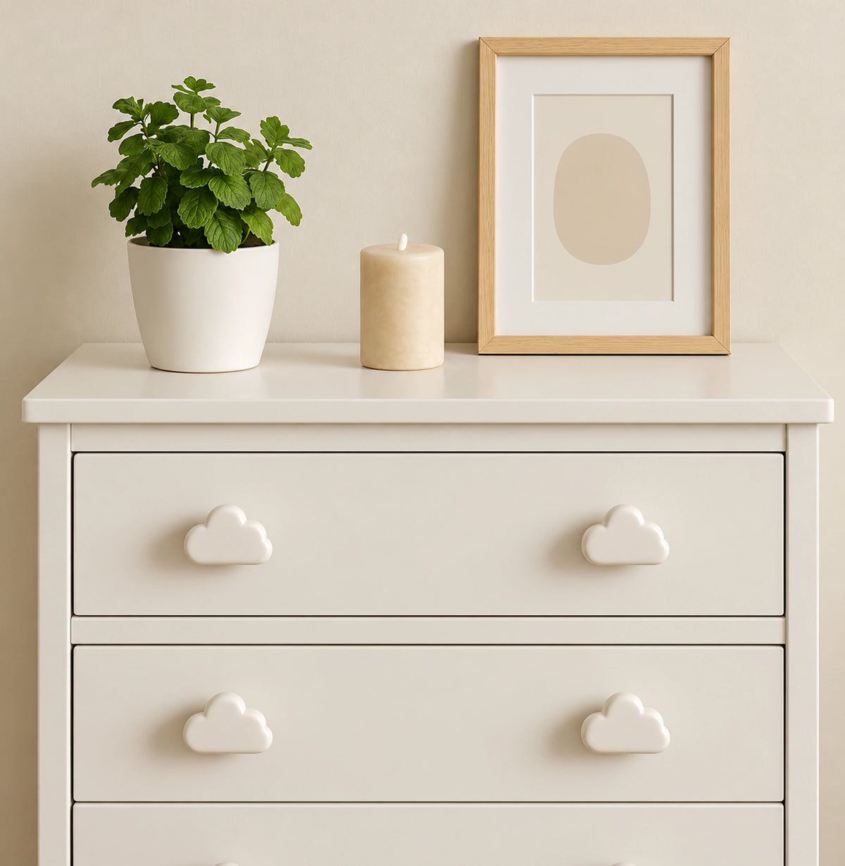 Cloud Ceramic Kids Cabinet Knob – White & Blue | Brass Essence