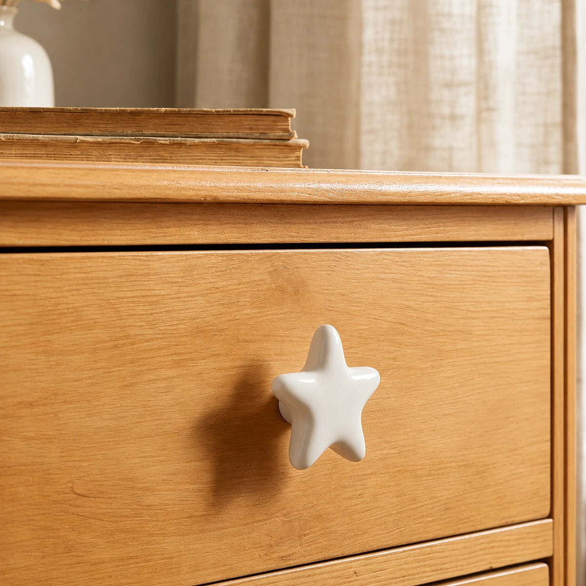 Star Ceramic Kids Cabinet Knob – White & Blue | Brass Essence