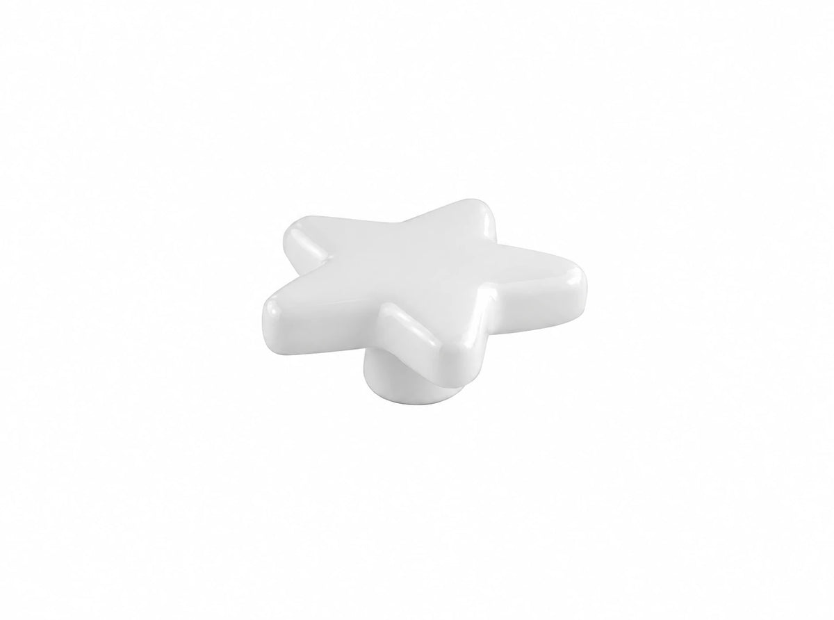 Star Ceramic Kids Cabinet Knob – White & Blue | Brass Essence
