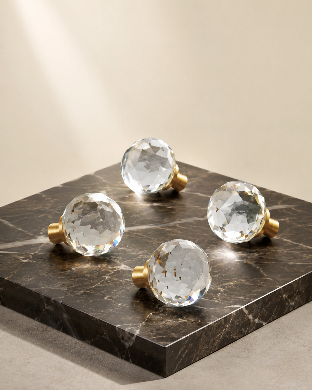 Round Faceted Crystal Cabinet Knob | Luxury Crystal Knob