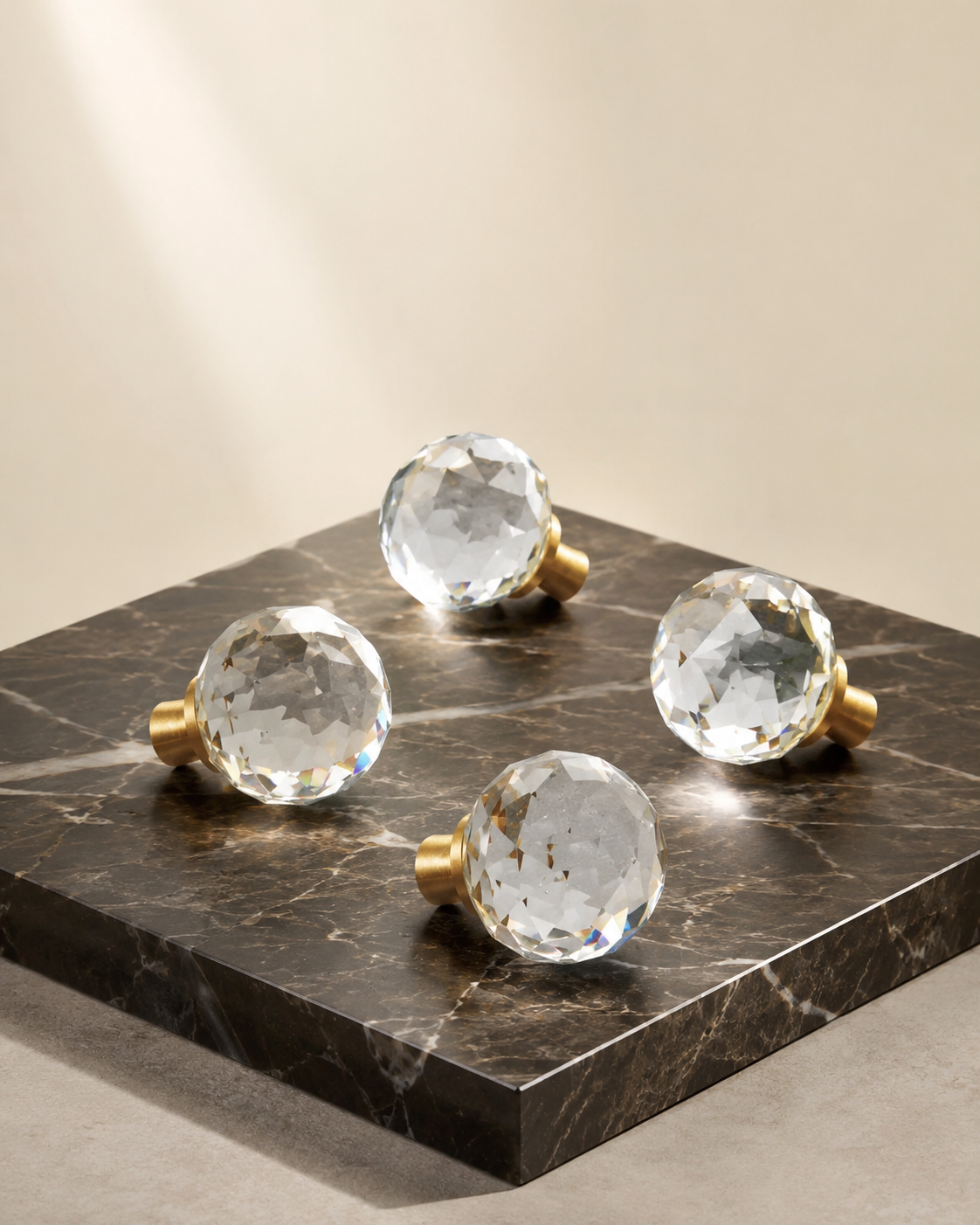 Round Faceted Crystal Cabinet Knob | Luxury Crystal Knob
