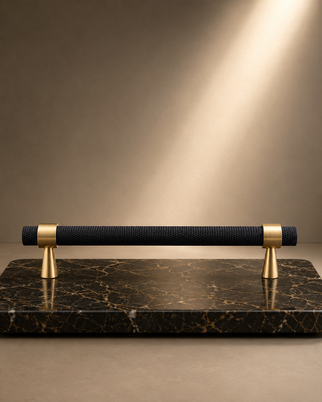 Knurled Black & Gold T-Bar Handle Collection | Brass Cabinet Handles