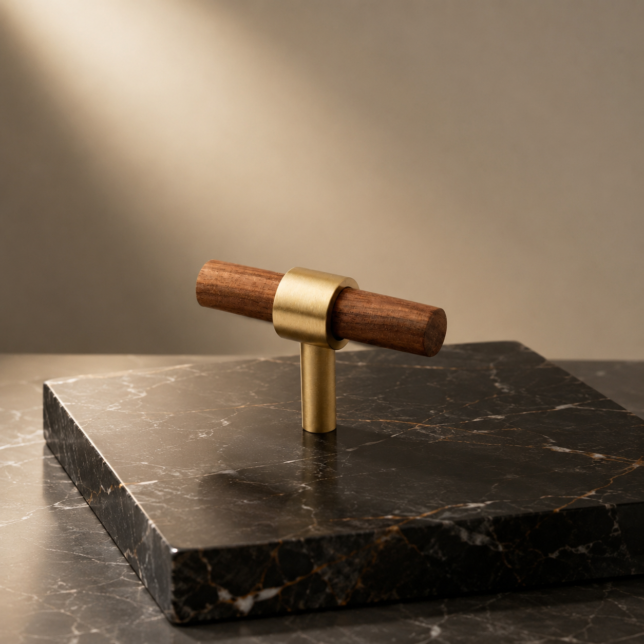 Walnut & Brass T-Bar Handle Collection 3