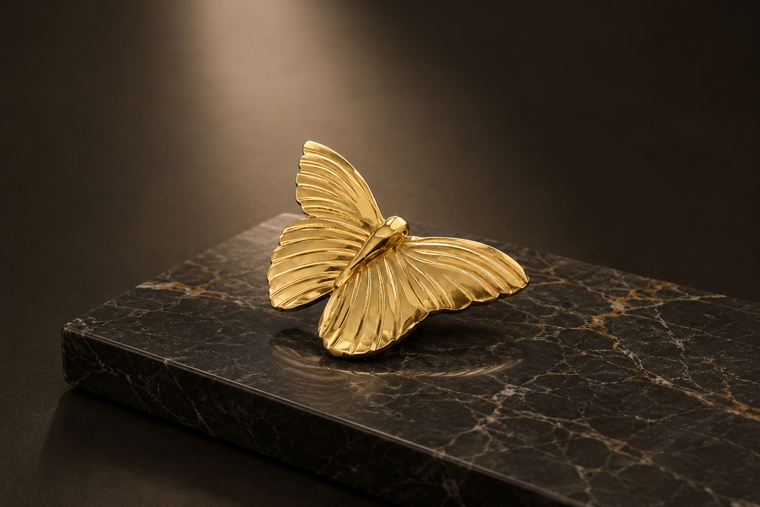 Glossy Gold Brass Butterfly Pull | Designer Cabinet Pull