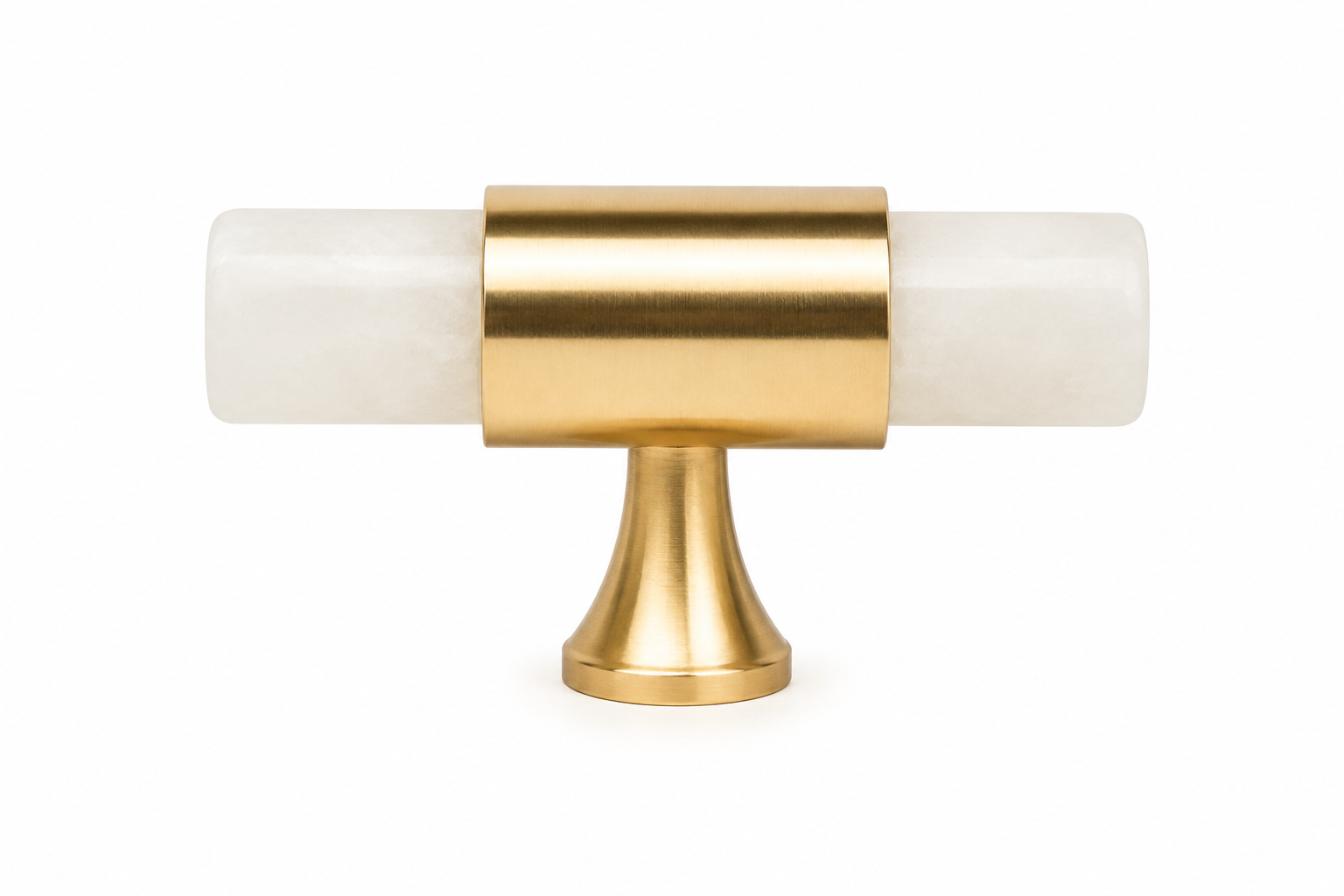 White Natural Crystal & Brass Handle Collection | Luxury India