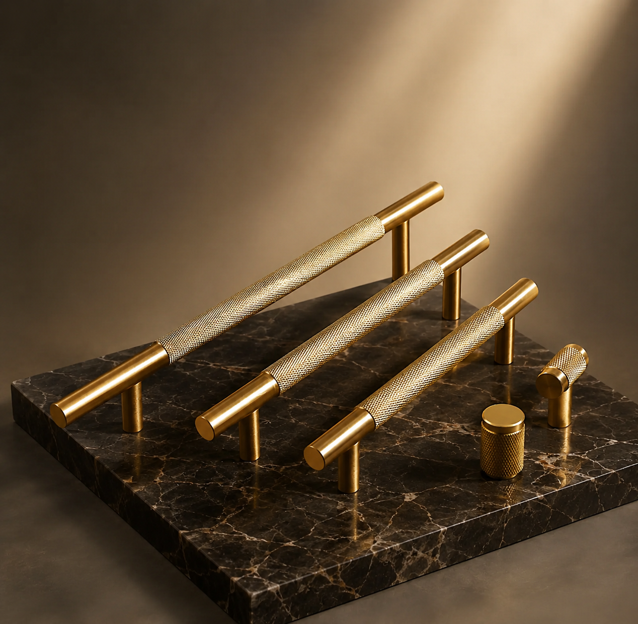 Yashvite Knurled Brass Collection | Solid Brass Cabinet Handles