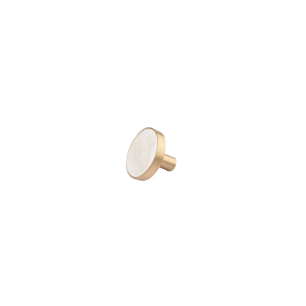 Mother of Pearl & Brass Round Cabinet Knob 2
