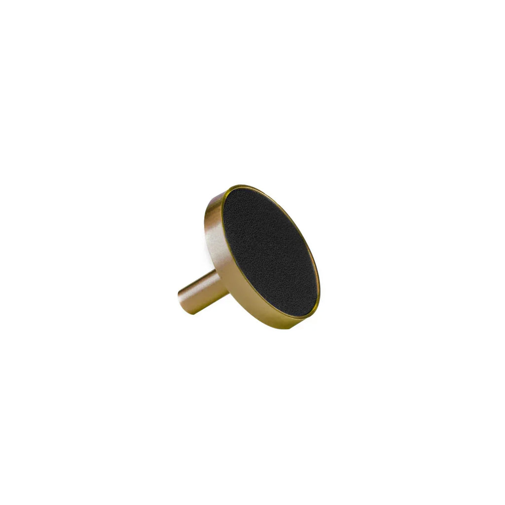 Brushed Brass & Leather Cabinet Knob | Luxury Leather Knob