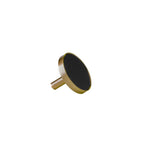 Brushed Brass & Leather Cabinet Knob – product view – Brass Essence