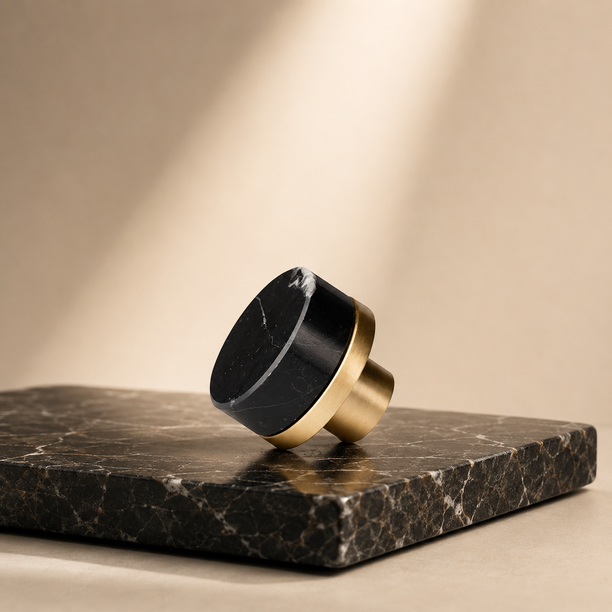 Karish Marble & Brass Cabinet Knob | Luxury Marble Cabinet Knob