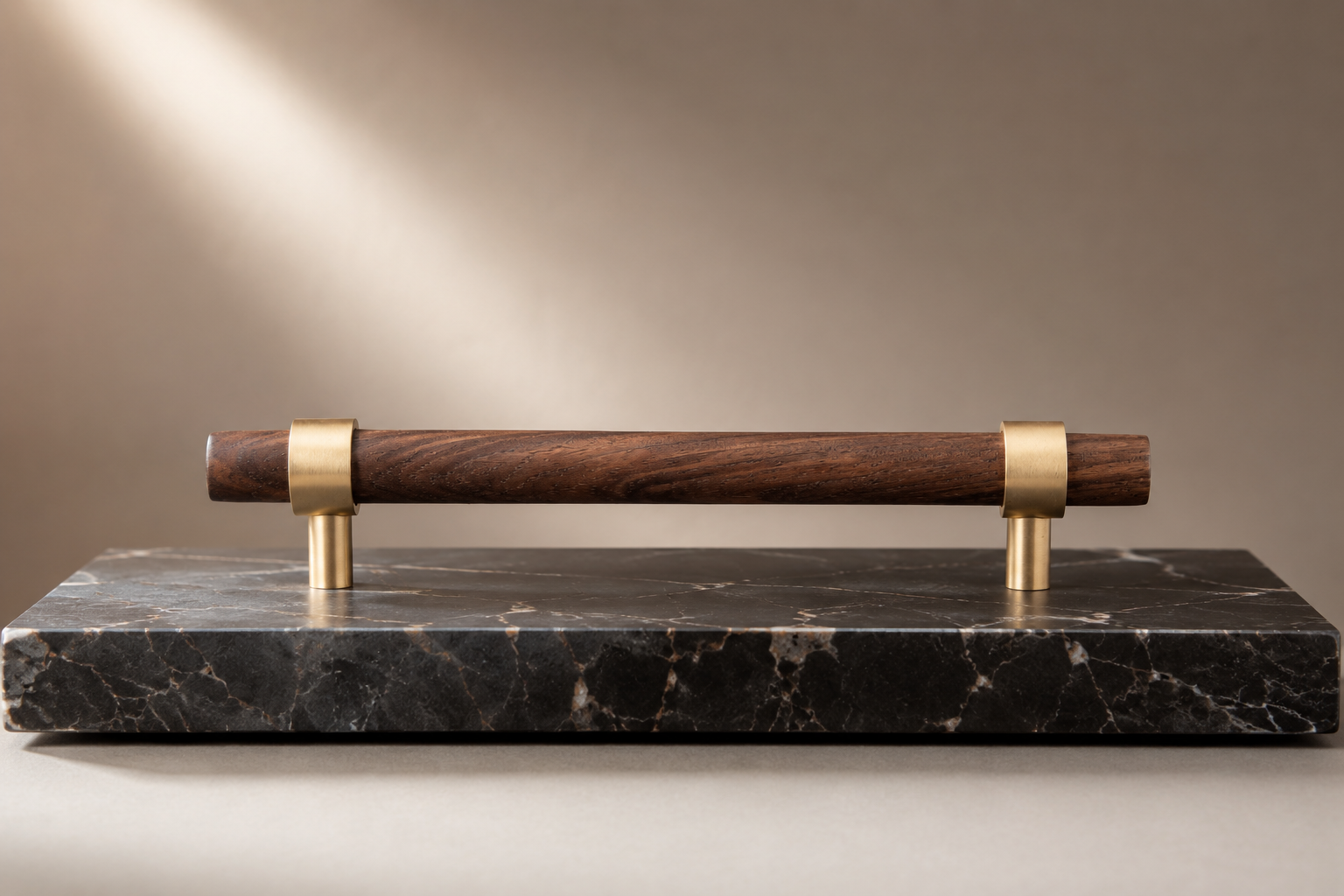 Walnut & Brass T-Bar Handle Collection 10