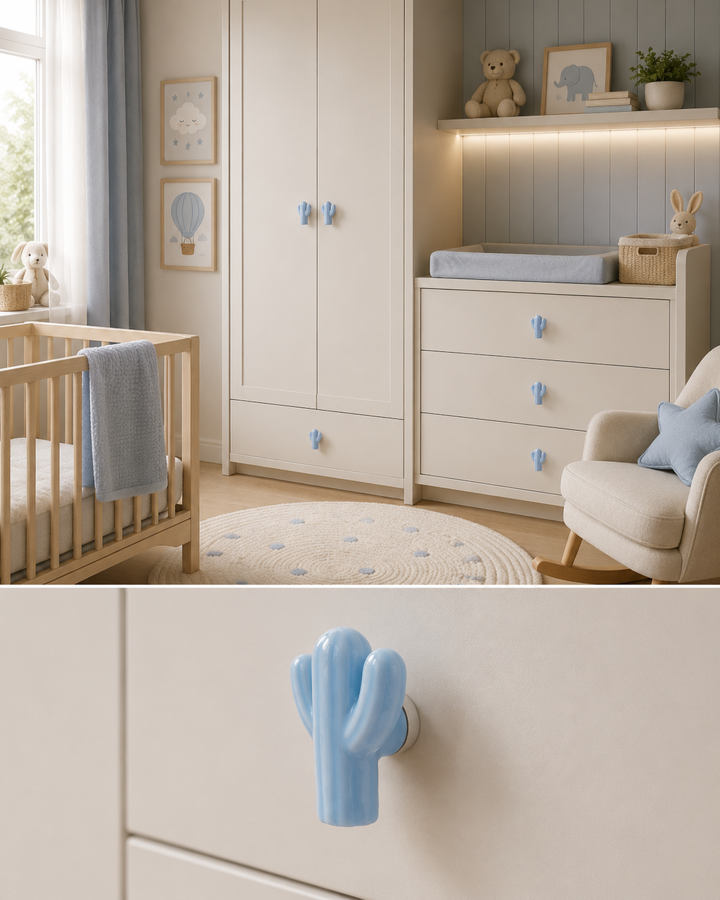 Ceramic Cactus Kids Cabinet Knob | Brass Essence