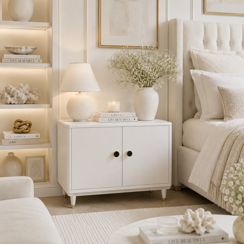 Brushed Brass & Leather Cabinet Knob | Luxury Leather Knob
