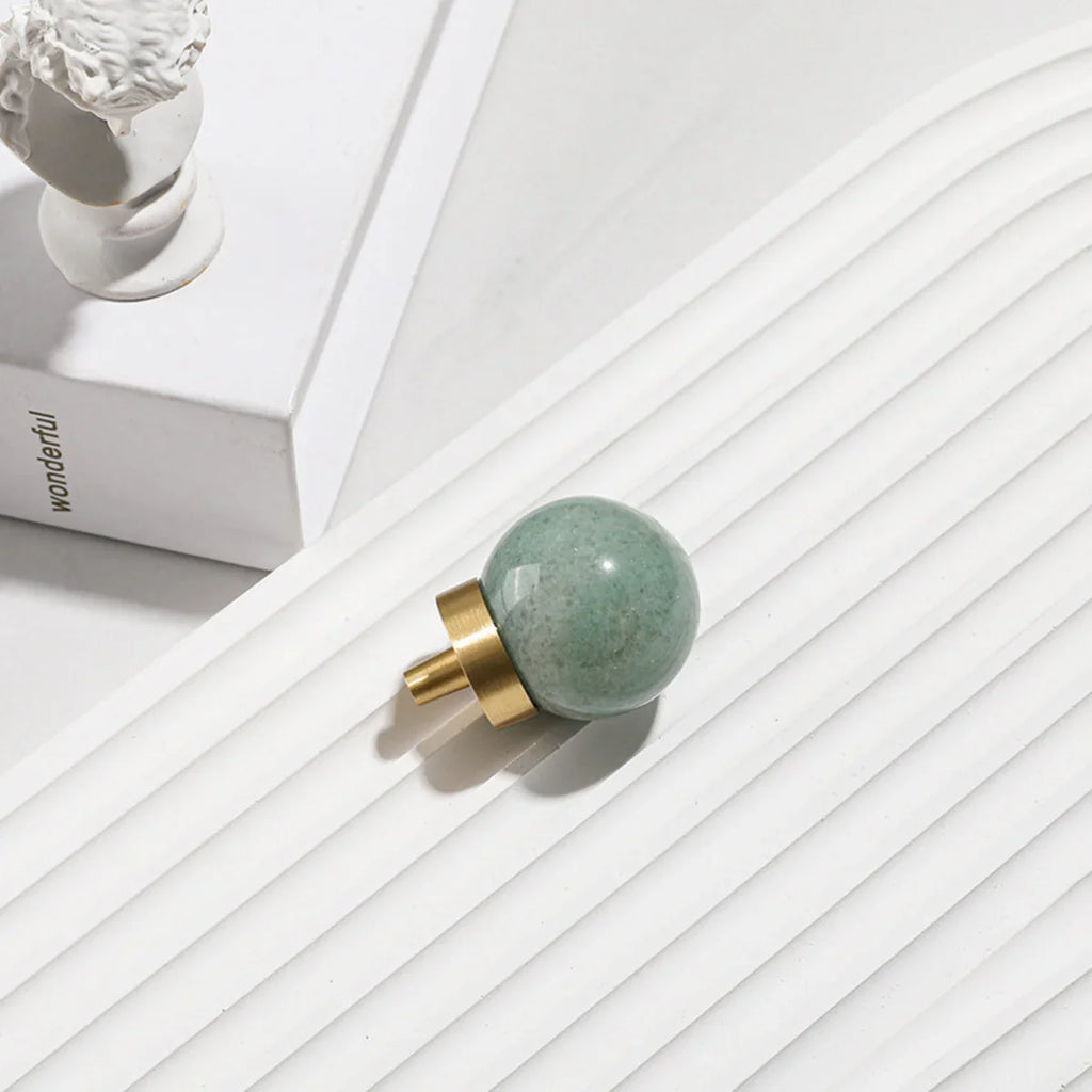 Natural Crystal Ball Brass Cabinet Knob | Luxury Crystal Knob