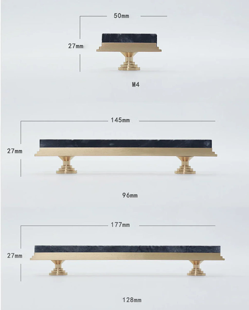 Fuji White Marble & Brass Handle | Luxury Cabinet Handle India