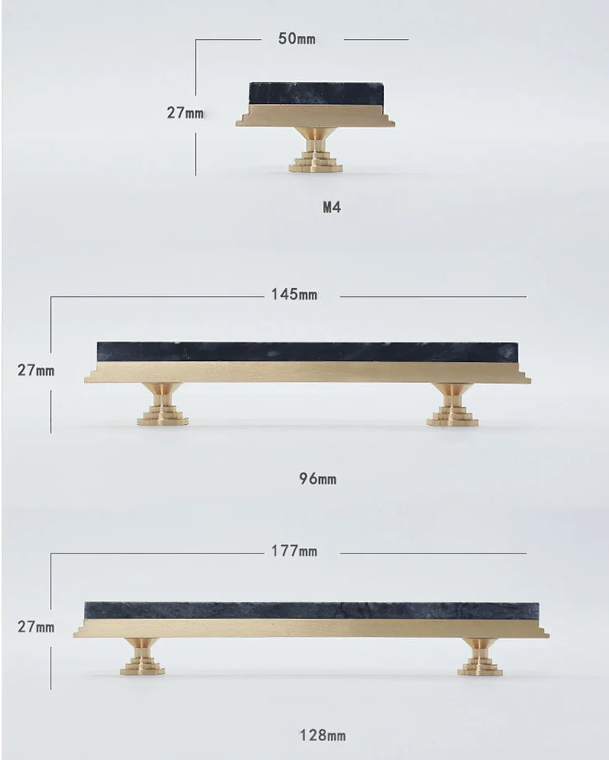 Fuji White Marble & Brass Handle | Luxury Cabinet Handle India