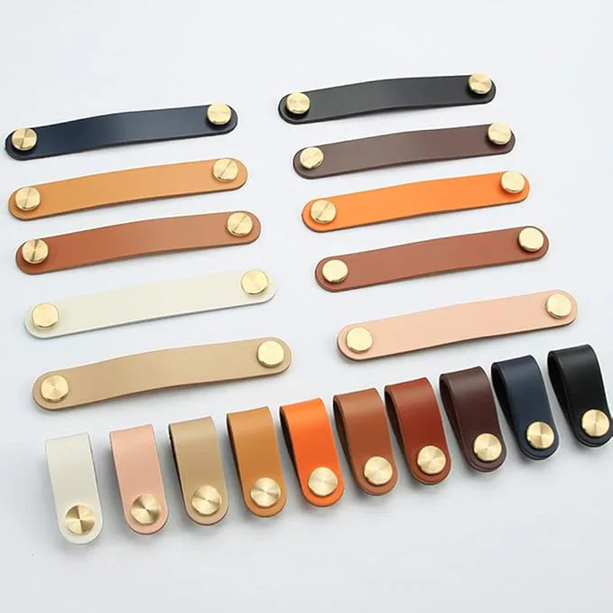 Leather & Brass Strap Cabinet Pulls | Premium Leather Handles