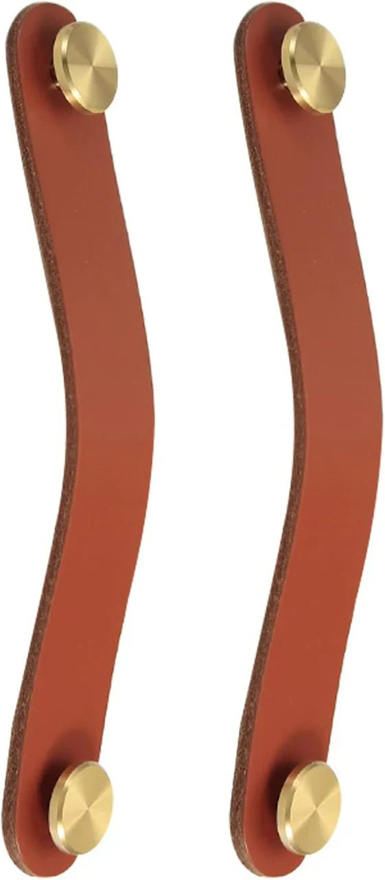 Leather & Brass Strap Cabinet Pulls | Premium Leather Handles