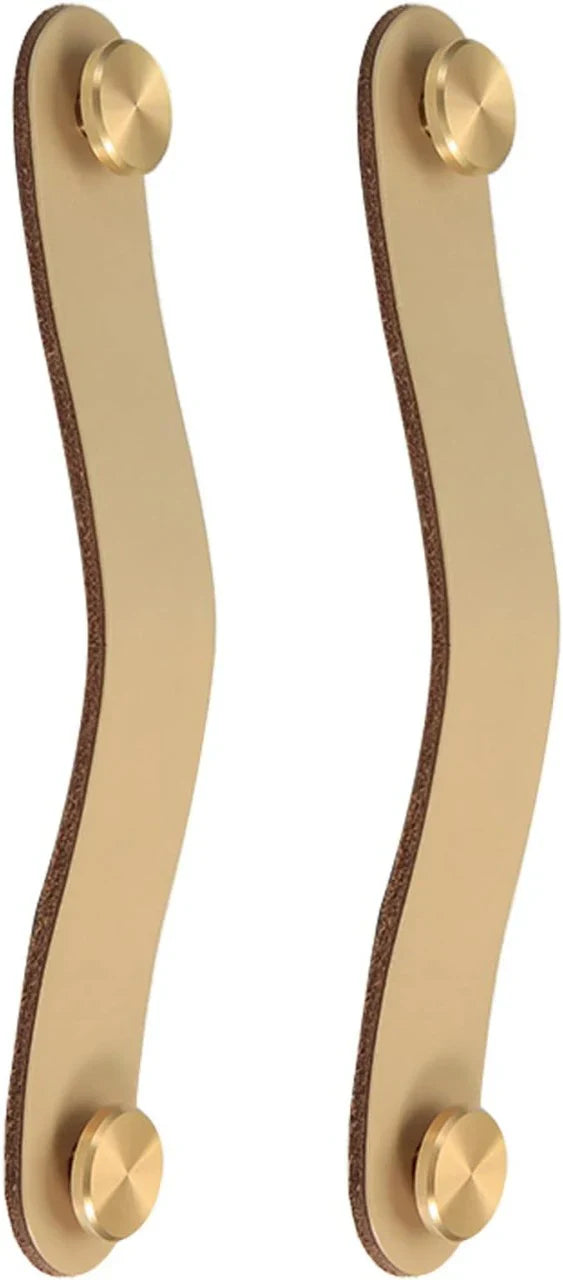 Leather & Brass Strap Cabinet Pulls | Premium Leather Handles