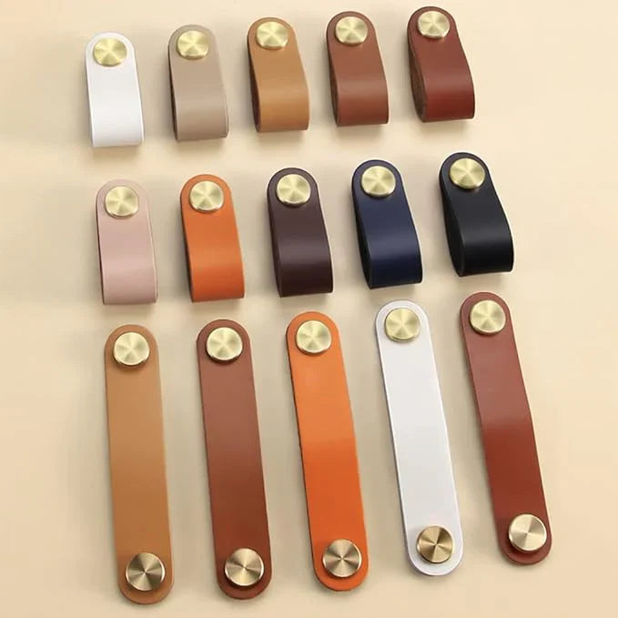 Leather & Brass Strap Cabinet Pulls | Premium Leather Handles