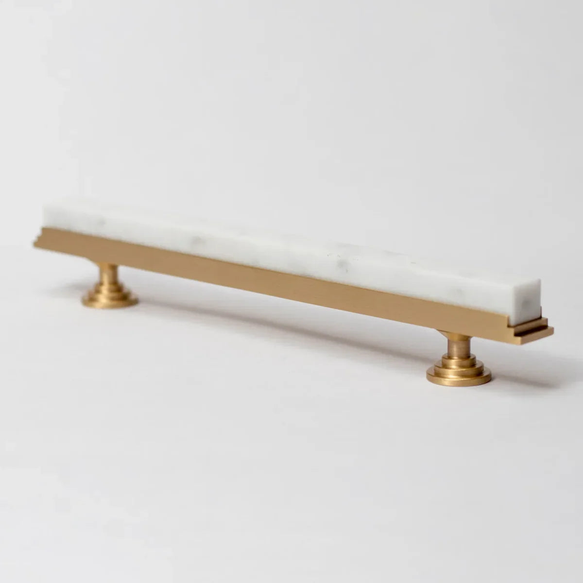 Fuji White Marble & Brass Handle | Luxury Cabinet Handle India