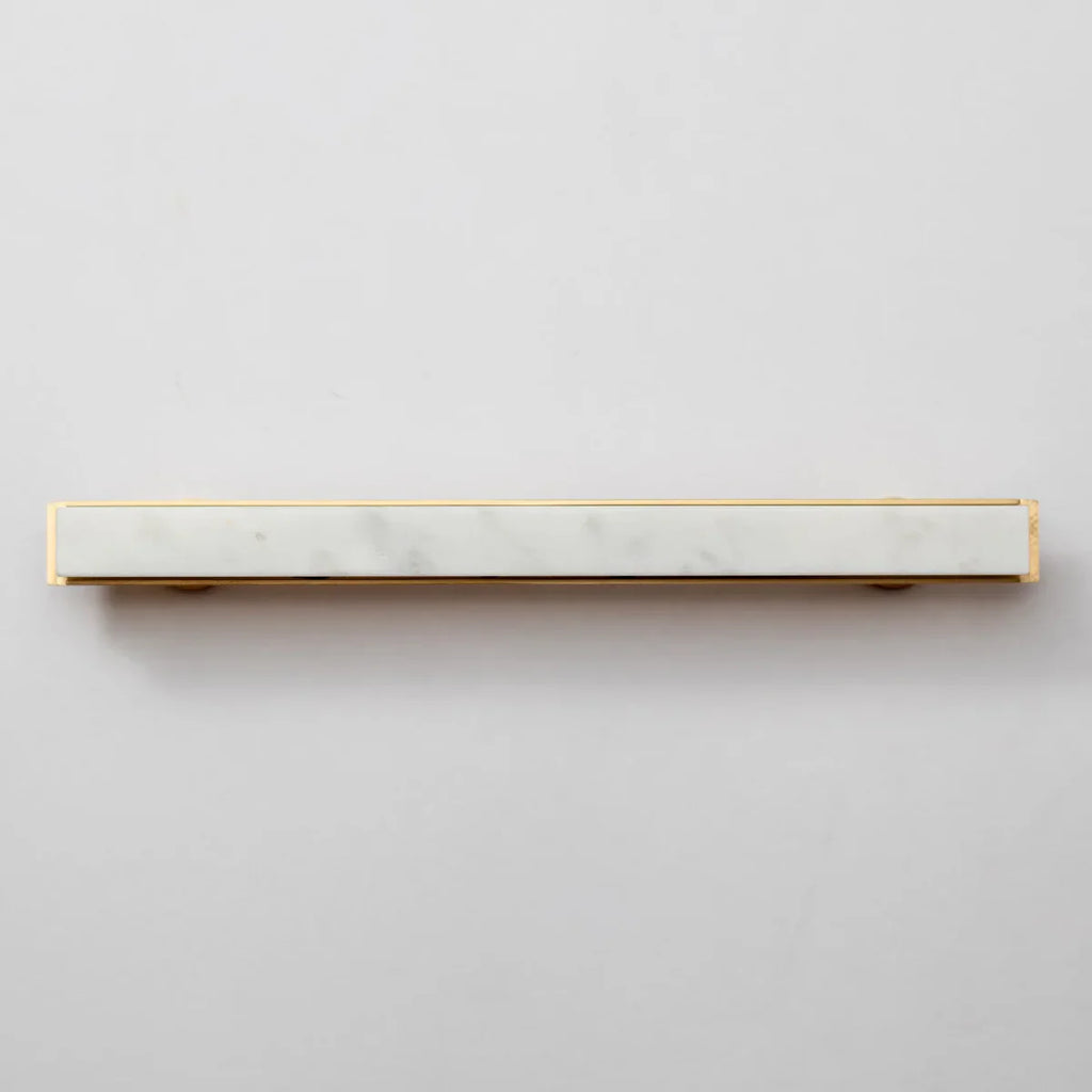 Fuji White Marble & Brass Handle | Luxury Cabinet Handle India