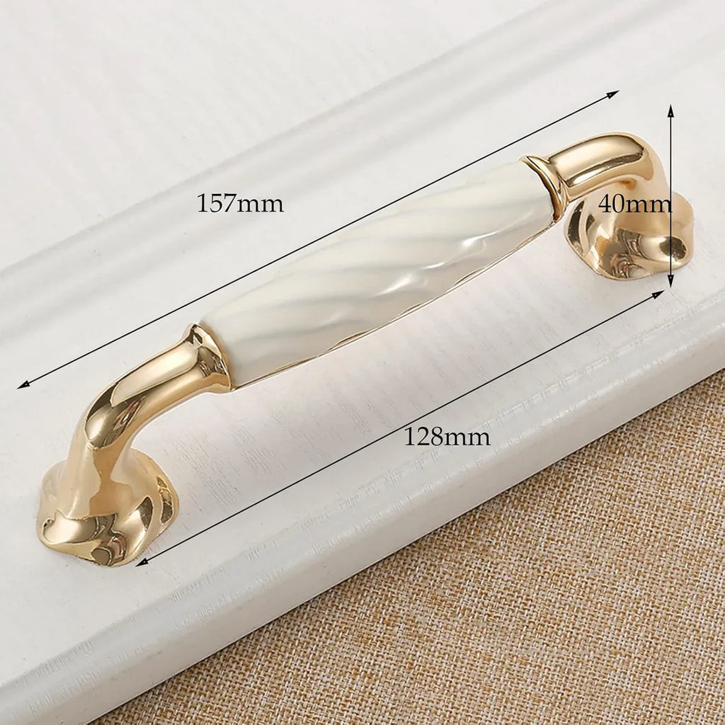 Linéa Ridged Ceramic & Gold Cabinet Handles | Luxury Ceramic Handles India