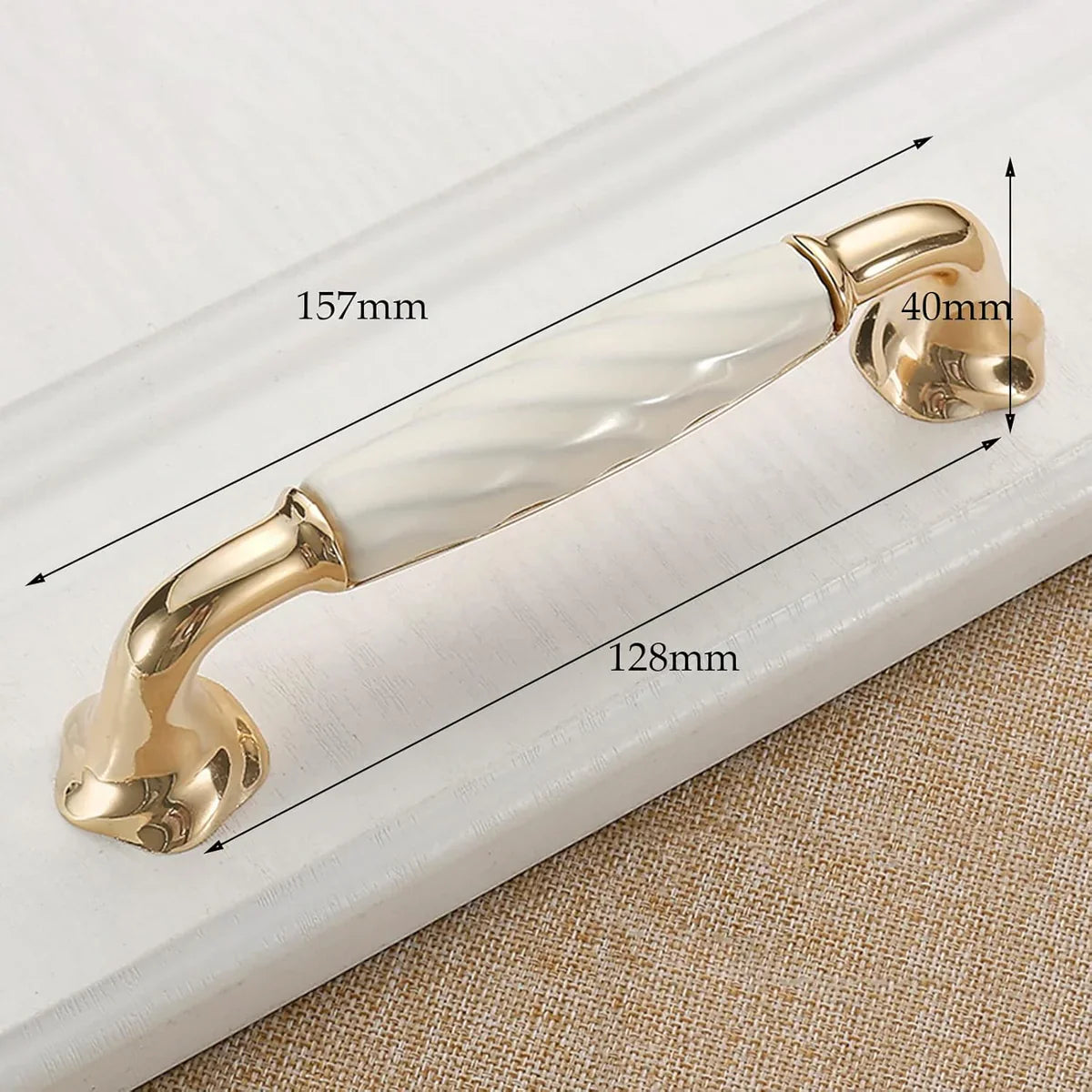 Linéa Ridged Ceramic & Gold Cabinet Handles | Luxury Ceramic Handles India