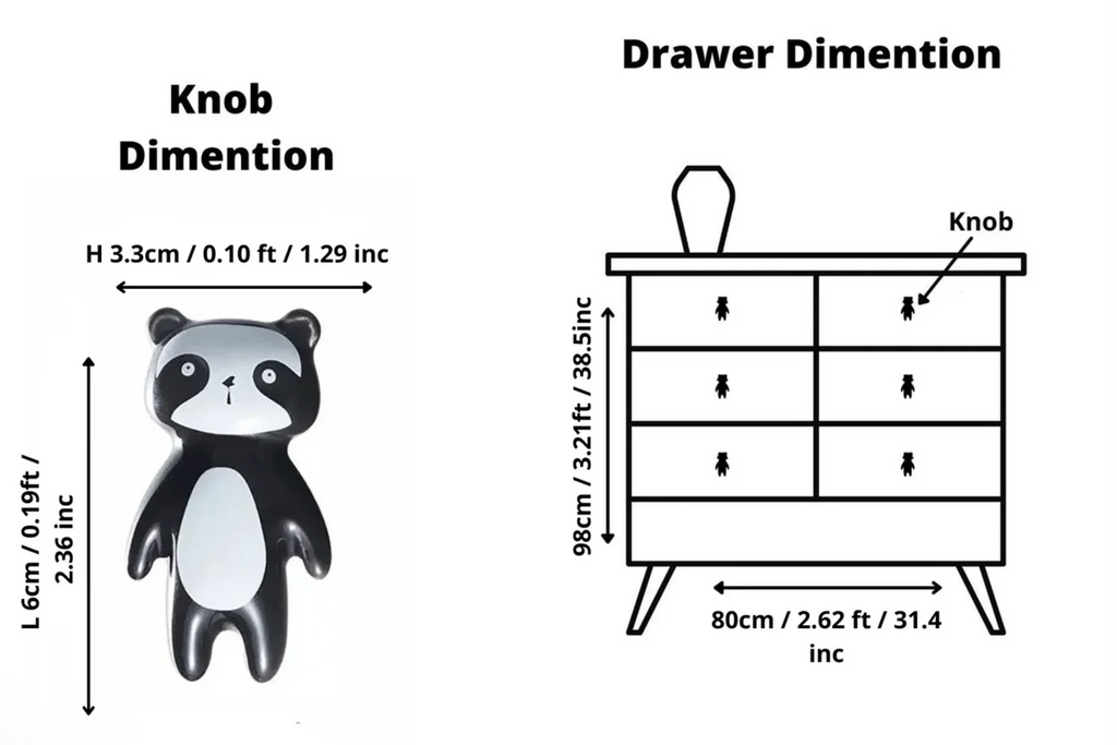 Panda Ceramic Cabinet Knob | Kids Room Drawer Knob | Brass Essence