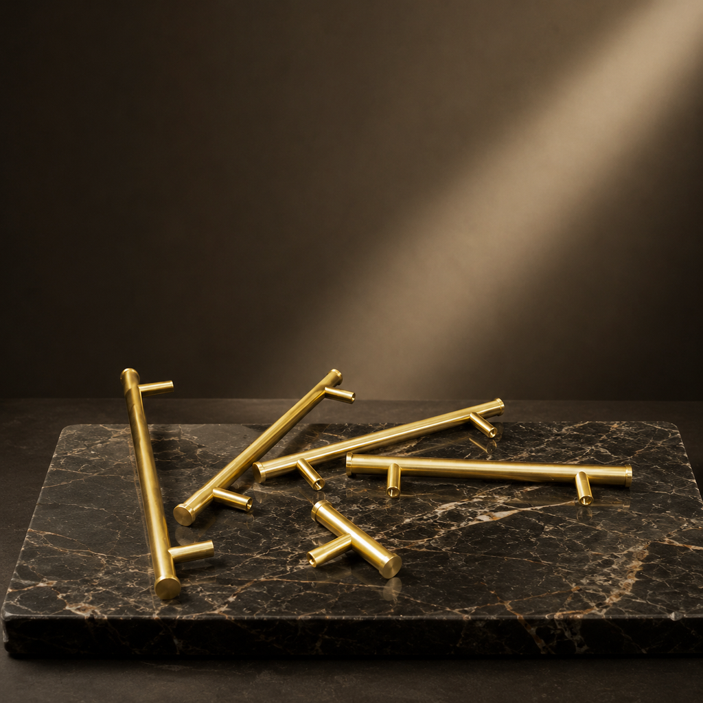 Euro Bar Solid Brass Cabinet Handles | Luxury Kitchen Handles