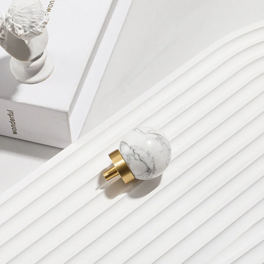 Natural Crystal Ball Brass Cabinet Knob | Luxury Crystal Knob